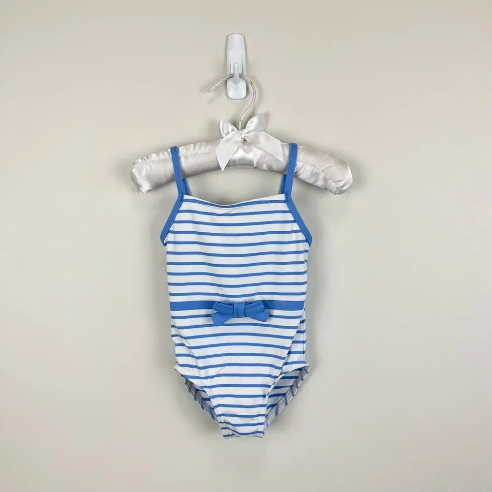 Jacadi Paris Blue Stripe Bow Bathing Suit 12 Months